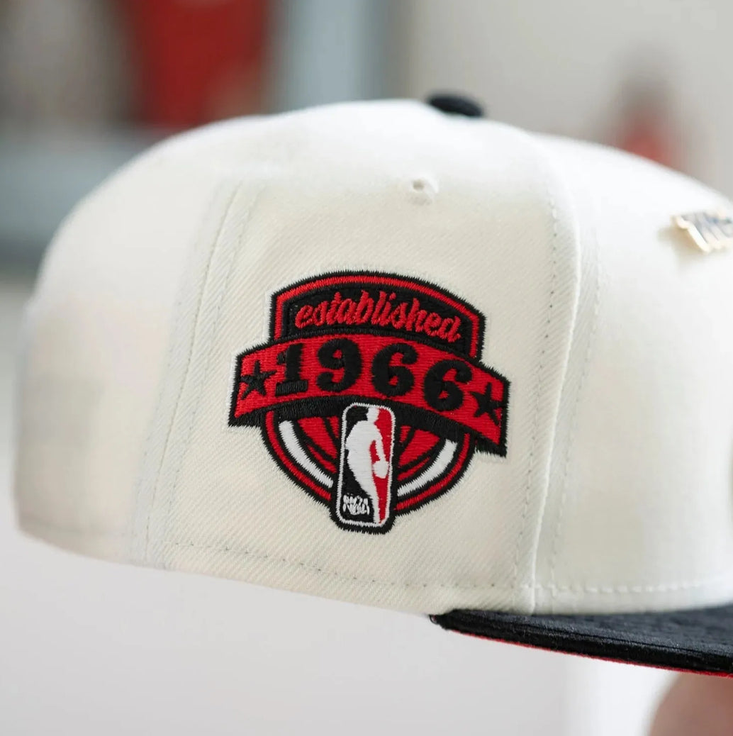 NEW ERA 59FIFTY NBA CHICAGO BULLS ESTABLISHED 1966 TWO TONE / SCARLET UV FITTED CAP